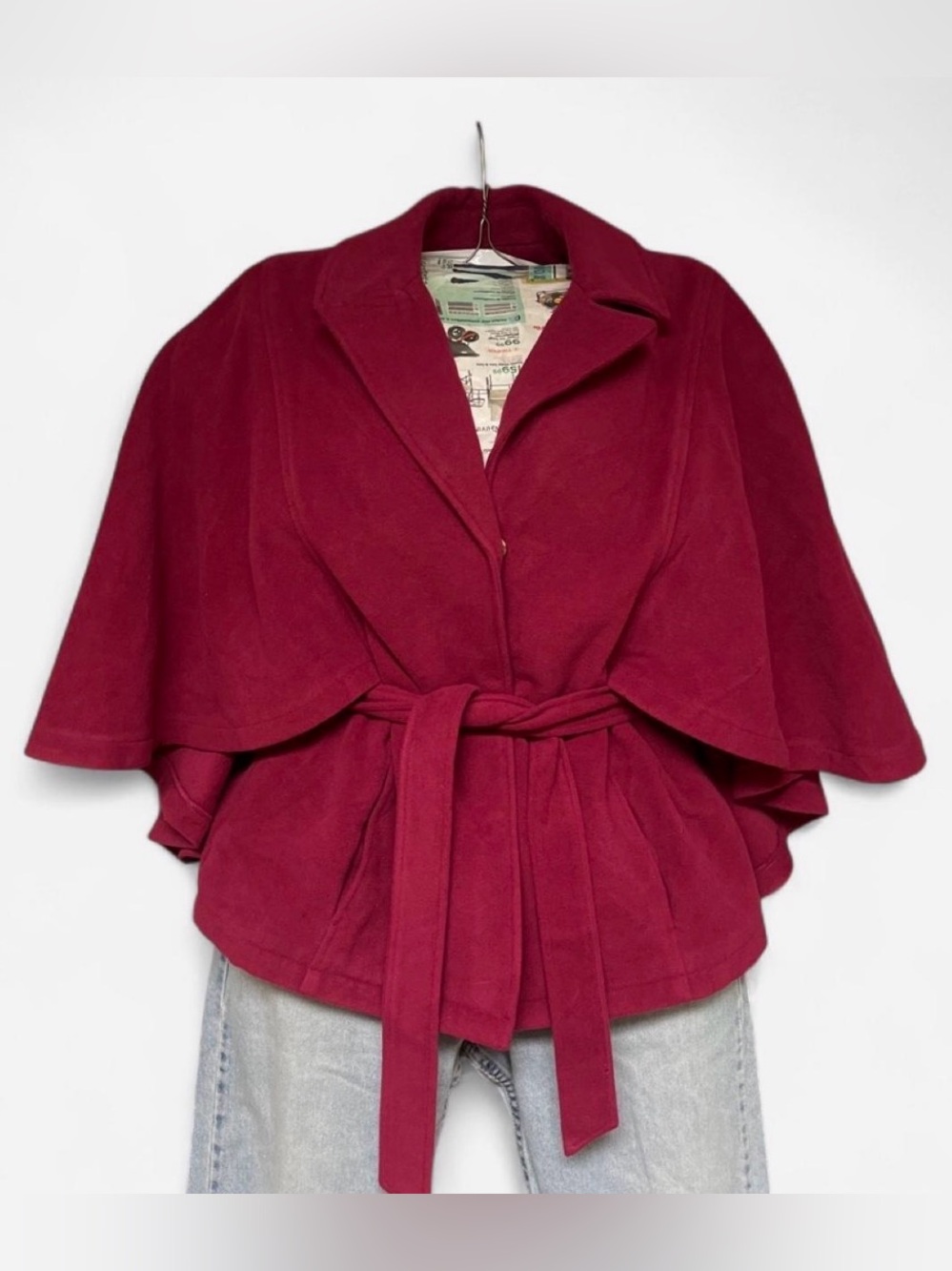 Joan Rivers Burgundy Belted Cape Coat